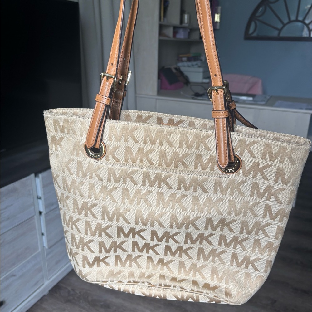 Michael Kors Beige Monogram Tote